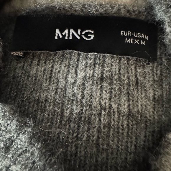 Mango Gray and Cream Striped Turtleneck Sweater - Picture 4 of 4